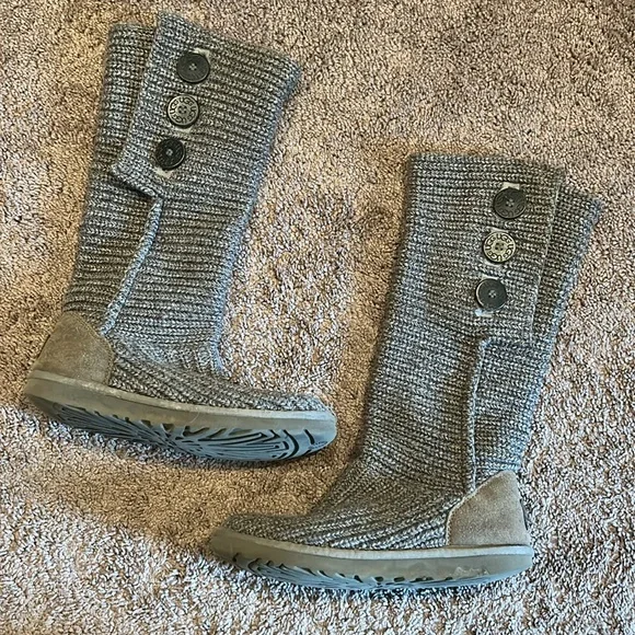 UGG Australia classic Cardi woven knit gray boots - Picture 5 of 10